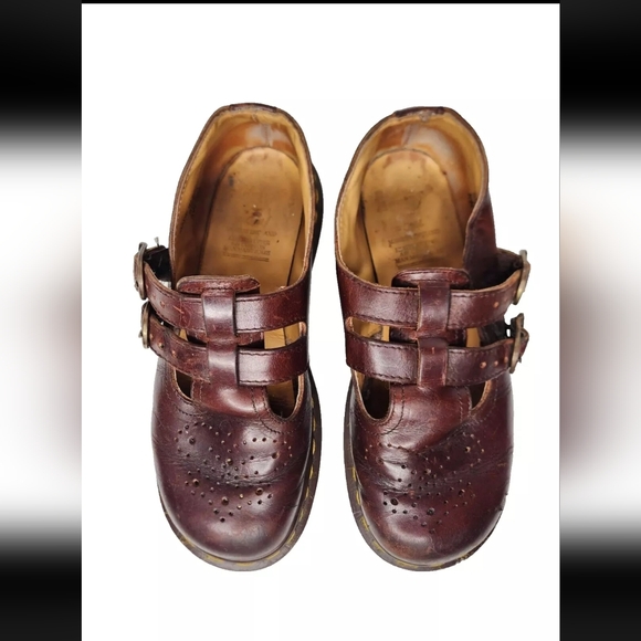 VTG Doc Dr Martens Made in England Oxblood Mary Janes Double Strap US 6.5 - 7